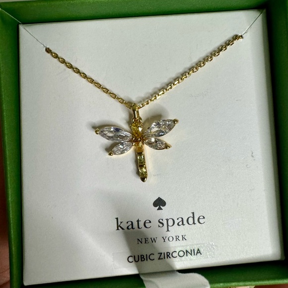Kate Spade Gold Dragonfly Greenhouse Necklace with Cubic Zirconia - Picture 4 of 4